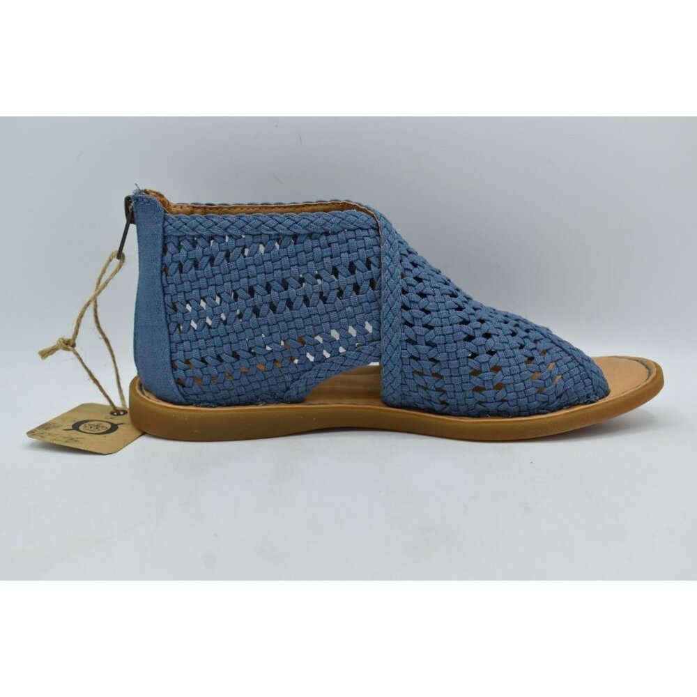 Born Womens Size 7 Iwa Mac Blue Zip Open Toe Sandals Shoes - Picture 10 of 13